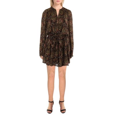 Короткое мини-платье из шелка с принтом Elias Brown от Paige Womens M BHFO 8889