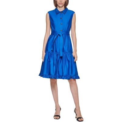 

Женское плиссированное платье-рубашка миди без рукавов Calvin Klein BHFO 1451, Capri