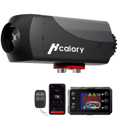 Hcalory 2024NEW 5-8KW 12V Diesel Air Heater With bluetooth and AC 110V Adapter