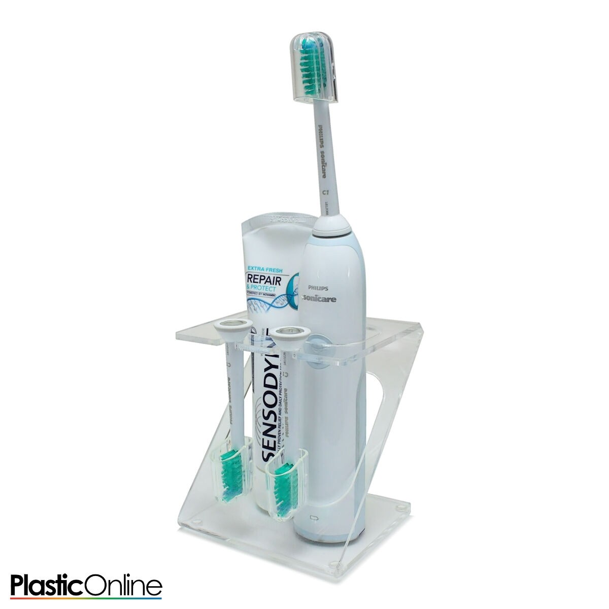 Home & Garden Store Light Blue Tint Plastic Online Ltd Toothbrush Stand