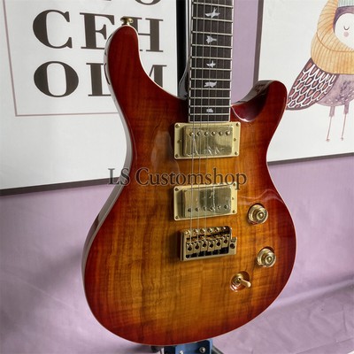 Custom Vintage Sunburst Electric Guitar Spalted Maple Top Solid Body w/ Tremolo