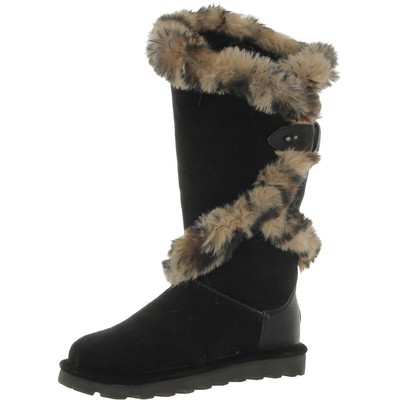 

Женские черные зимние сапоги до колена Bearpaw Sheilah, размер 6, средний (B,M) BHFO 4214, Black/tan fur