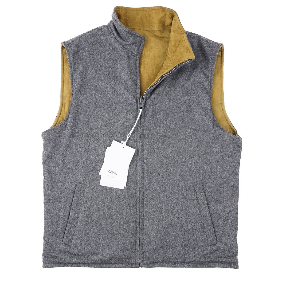 Pre-owned Manto 'luca' Reversible Lambskin Suede Leather And Wool-cashmere Vest M (eu 50) In Green