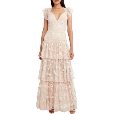 

BCBGMAXAZRIA Женское вечернее платье цвета ивы с вышивкой  BHFO 1079, Розовый