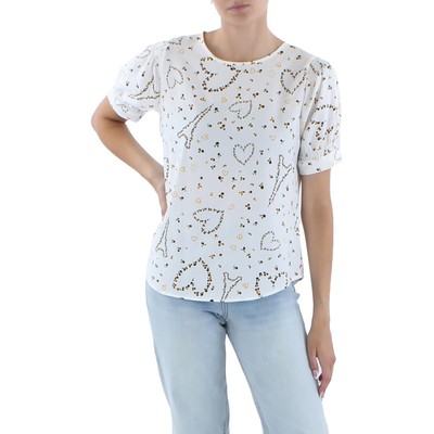 

Женская белая блузка с пышными рукавами Karl Lagerfeld Paris  BHFO 4453, White/gold multi