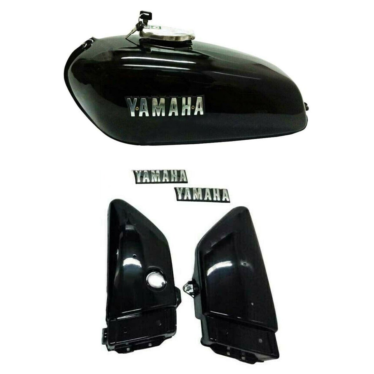 Yamaha RX100 RX125 Petrol Fuel Gas Tank With Chrome LID Cap & Side Panels  
