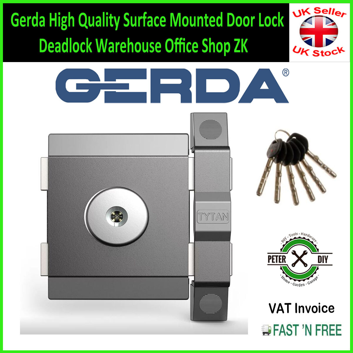 nonn！ Gerda High Quality Surface Mounted Door Lock Deadlock