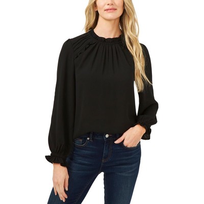 

Женская черная шифоновая офисная блузка CeCe с рюшами  BHFO 2587, Rich black