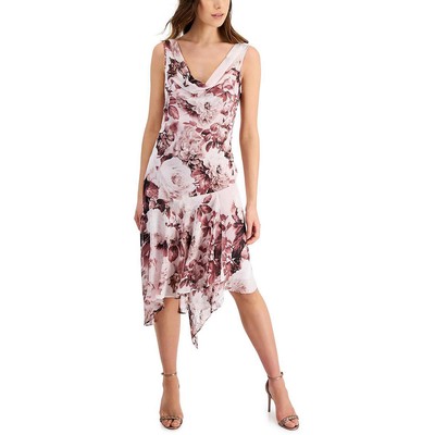 

Розовое асимметричное полупрозрачное платье миди из полиэстера Connected Apparel  BHFO 9272, Mauve