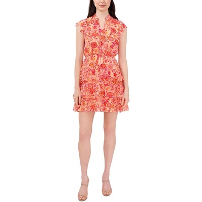 

Женское розовое шифоновое короткое дневное мини-платье MSK Petites  BHFO 5206, Peach/pink/orange