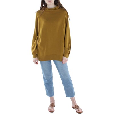 

Женский коричневый трикотаж с водолазкой Eileen Fisher в рубчик, топ  BHFO 8984, Arnca
