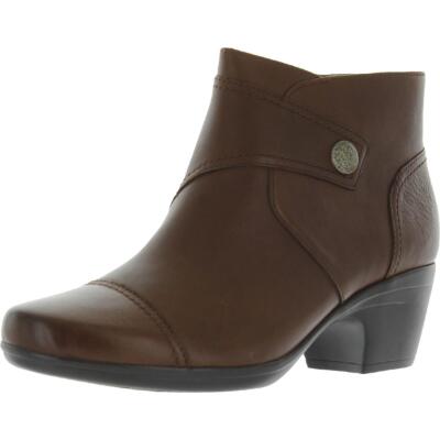 

Женские кожаные ботильоны Clarks Emily Calle Tan 7 Medium (B,M) BHFO 3498, Dark tan leather