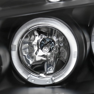 Black Fits 2003-2007 Honda Accord LED Halo Projector Headlights Lamps Left+Right