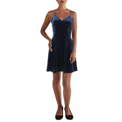 Женское темно-синее бархатное мини-платье B. Darlin с блестками и V-образным вырезом для юниорок 11/12 BHFO 4245