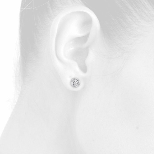 Pre-owned Jfl Diamonds & Timepieces Diamond Flower Earrings 14k White Gold Round Cut Pave Design Studs 3/4 Tcw. In H - I