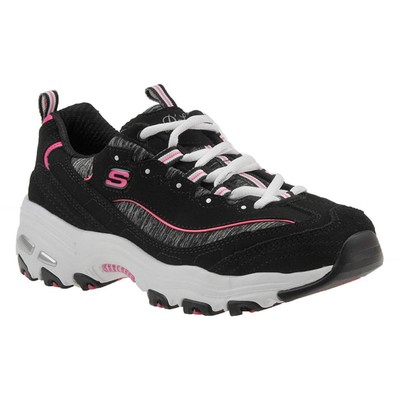 

Skechers Womens DLites Me Time Черные модные кроссовки 9.5 Medium (B,M) 6786, Black/hot pink
