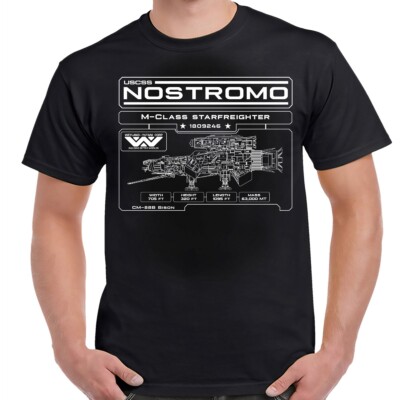 Alien Nostromo Specifications Data Plate Black Adult Shirt
