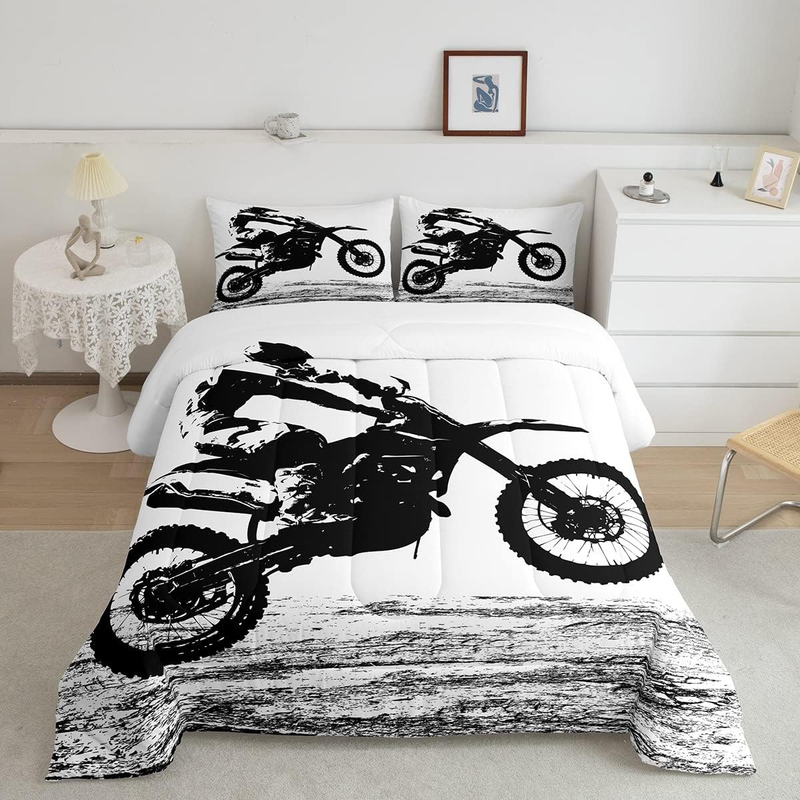 Teens Dirt Bike down Comforter Full Size, Motocross Rider Co
