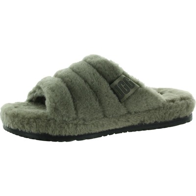 

Ugg Mens Fluff You Fur Slip On Open Toe Slide Тапочки Обувь BHFO 1054, Fluff You