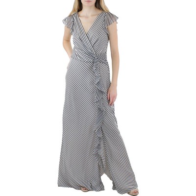 

Женское темно-синее прозрачное вечернее платье с оборками Lauren Ralph Lauren  BHFO 4186, Navy/white