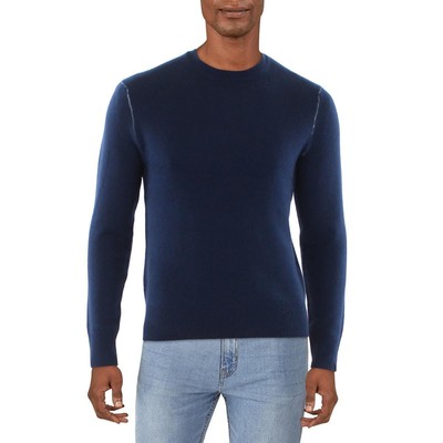 

Rag - Bone Mens Haldon Кашемировый пуловер в рубчик с круглым вырезом BHFO 1734, Navy