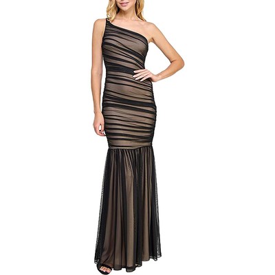 B. Darlin Womens Ruched Mesh One Shoulder Evening Dress Gown Juniors BHFO 6042