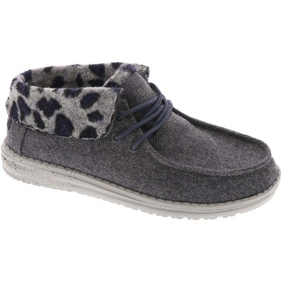 

Hey Dude Женские серые парусиновые ботинки на плоской подошве Britt 9 Medium (B,M) BHFO 8207, Grey/cheetah