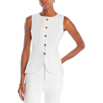 Fore Womens White Linen Blend Sleeveless Dressy Casual Vest M BHFO 0373