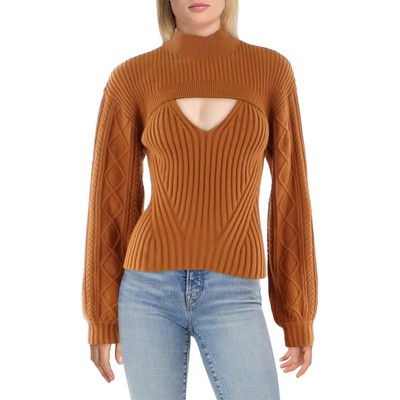 Женский пуловер Jonathan Simkhai оранжевого цвета с вырезами из кабельной вязки, свитер M BHFO 9672