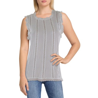 BCBGMAXAZRIA Женская кружевная блузка без рукавов цвета слоновой кости на бретелях L BHFO 3716