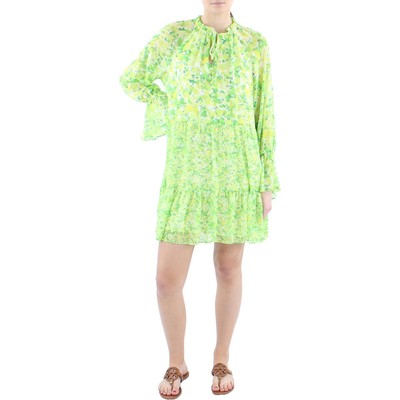 Женское зеленое шифоновое короткое дневное мини-платье Vince Camuto, M BHFO 6111