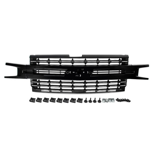 For 2019-2021 Chevy Silverado 1500 LT RST Front Bumper Grille Gloss Black Grill