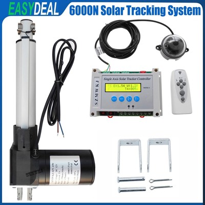 DC Single Axis Solar Panel Tracker Kit W/ 6'' 6000N Linear Actuator W/ Controller