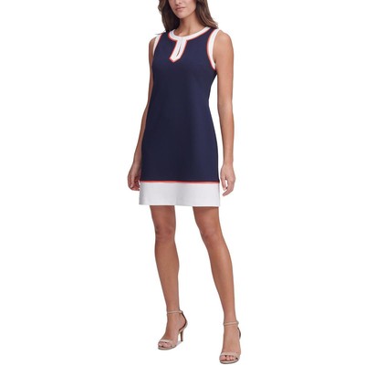 

Женское темно-синее платье миди для работы Tommy Hilfiger с разрезом на шее плюс  BHFO 4525, Sky captain