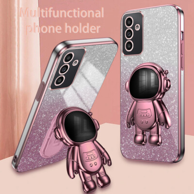 Astronaut Stand Case Flash Glitter Plating Cover Women Girl For Various Phones