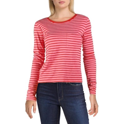 

Женская укороченная футболка в красную полоску с карманами Pam - Gela Top  BHFO 6020, Red/orchid