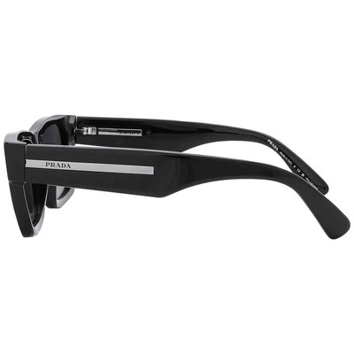 Pre-owned Prada Polarized Black Rectangular Men's Sunglasses Pr 25zs 1ab08g 53