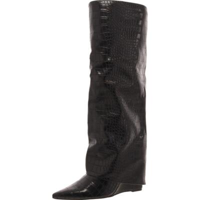 Steve Madden Womens Faux Leather Solid Wedge Mid-Calf Boots Shoes BHFO 9062