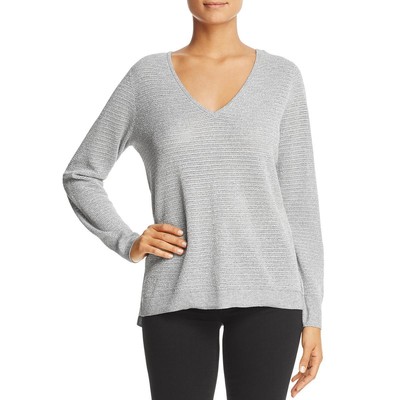 

Женский серый свитер с V-образным вырезом и длинными рукавами NYDJ  BHFO 1760, Heather grey