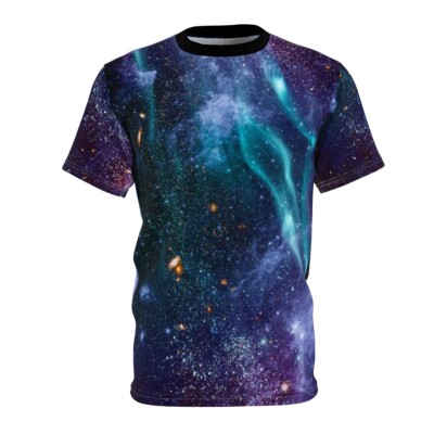 Celestial Threads: Asure Space Rays  Galaxy Unisex Cut & Sew Tee (AOP)