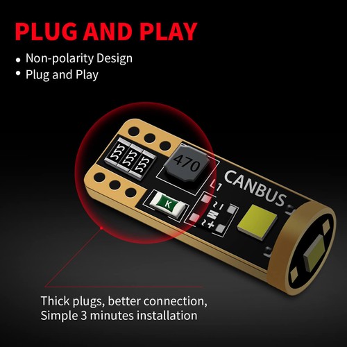 LASFIT T10 194 168 2825 W5W LED License Plate Lights Bulb White Red Amber Blue