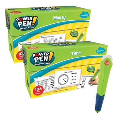 Teacher Created Resources Power Pen Learning Math Quiz Cards - Money, Time &