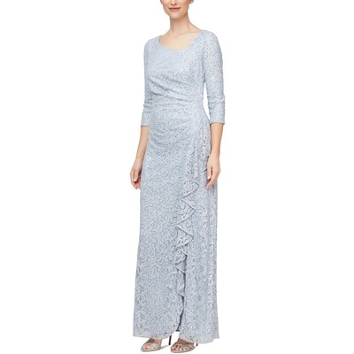 Женское голубое кружевное вечернее платье с блестками Alex Evenings, 4 BHFO 1133