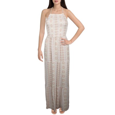 

Женское розовое повседневное платье макси с бретелькой Hippie Rose с принтом  BHFO 7159, White/pink