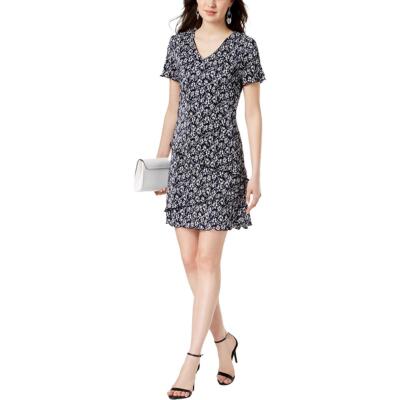 Connected Apparel Womens V-Neck Knee-Length Shift Dress Petites BHFO 5338