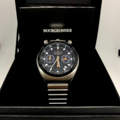 Pre-owned Citizen Record Label Tsuno Chrono An3660-81l Quartz Black Dial Date Chronograph