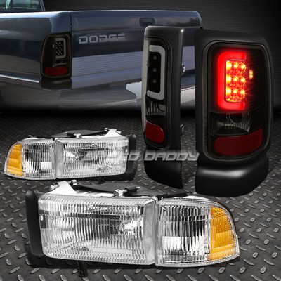 ХРОМИРОВАННЫЙ КОРПУС ФАРЫ + ТОНИРОВАННЫЕ ЛИНЗЫ 3D LED ЗАДНИЙ СТОП-СИГНАЛ ДЛЯ 94-02 DODGE RAM
