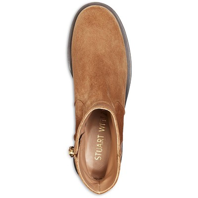 Pre-owned Stuart Weitzman Womens 5050 Bold Zip Bite Suede Ankle Boots Shoes Bhfo 4180 In Khaki