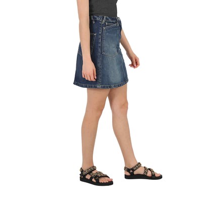 Pre-owned Kenzo Dark Stone Blue Denim Flared Mini Skirt In Multicolor