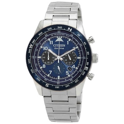 Pre-owned Citizen Chronograph Eco-drive Blue Dial Men's Watch Ca4554-84l